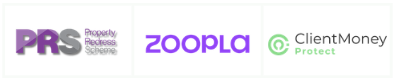 PRS, Zoopla and ClientMoneyProtect logos